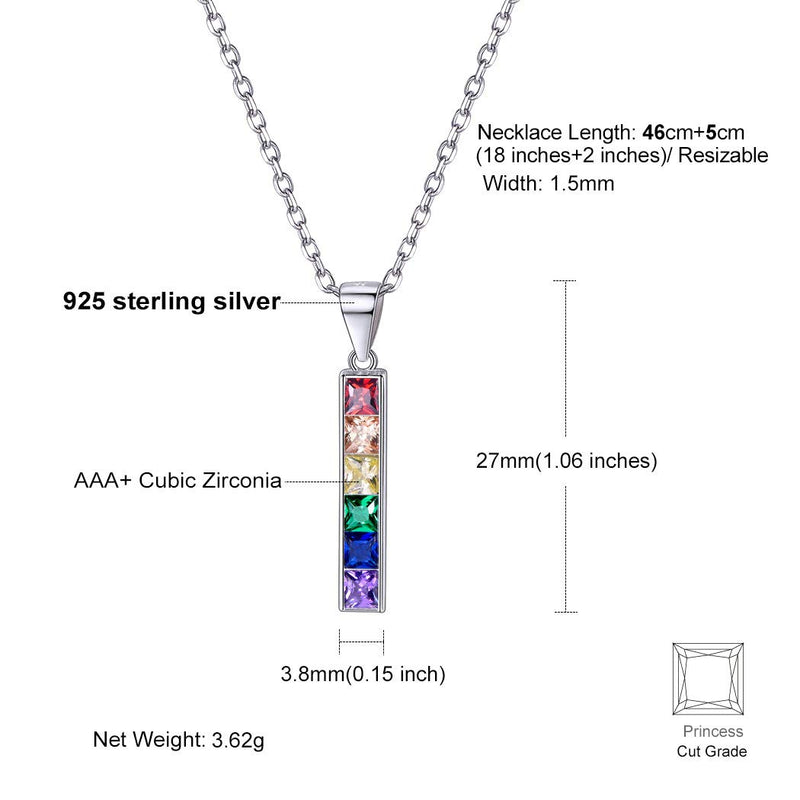 [Australia] - Suplight Hypoallergenic 925 Sterling Silver/Stainless Steel LGBT Bar/Dog Tag/Bead Pendant Necklace, Custom Engraved Rainbow Flag Lesbian Gay Pride Jewelry for Men Women with Gift Box a. dainty bar-925 sterling silver not custom 