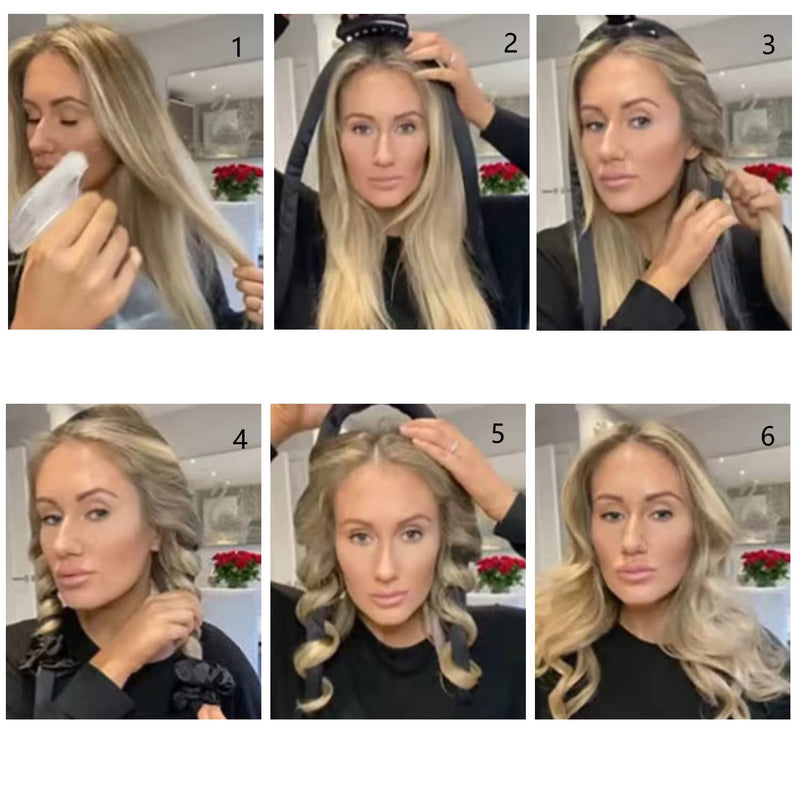 [Australia] - RHXWFDG 1 Piece Heatless Curling Rod Headband Rubber Heatless Curls Hair Styling Tool with Scrunchies and Hair Clip for Long Medium Hair, Gold 