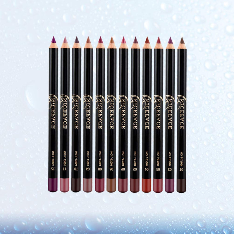 [Australia] - Lurrose 12 Color Lip Liner Pencil Set, Waterproof Long Lasting Makeup Lipliner Pen Set for Women Lady 