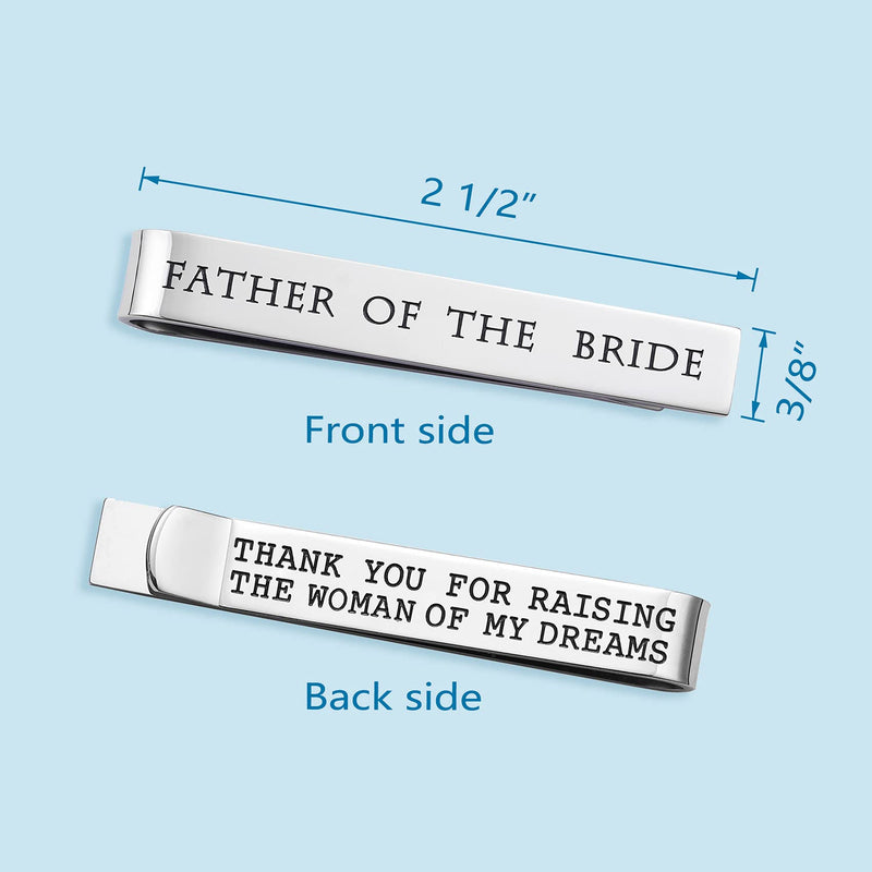 [Australia] - LParkin Father of The Bride Gifts Father of The Groom Gifts Wedding Tie Clips Gifts for Groomsmen from The Bride Stainless Steel Tie Bars Father of The Bride-Thank Raising Woman 