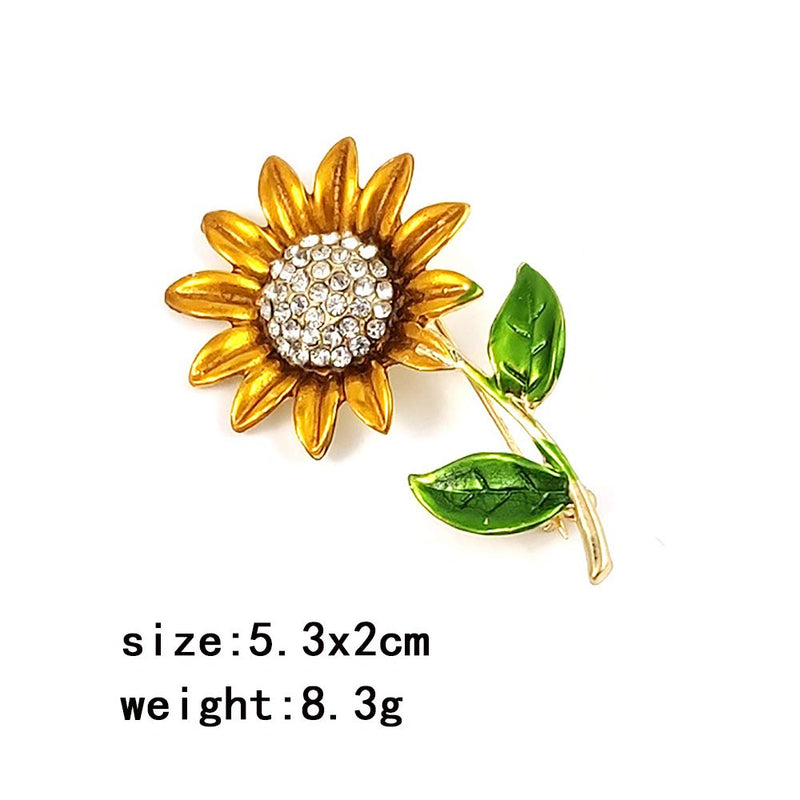 [Australia] - YOOE Yellow Flower Rhinestone Sunflower Brooch. Enamel Crystal Plant Brooch Pin, Charm Sun Flower Coat Brooch for Women Style A 