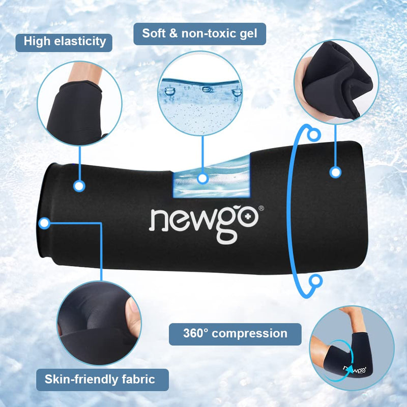 [Australia] - NEWGO Ice Pack for Injuries Reusable, Hot & Cold Compression Flexible Ice Wrap Sleeve for Muscle Pain, Sprains, Bruises, Sports Injuries, Swelling, Inflammation Black 