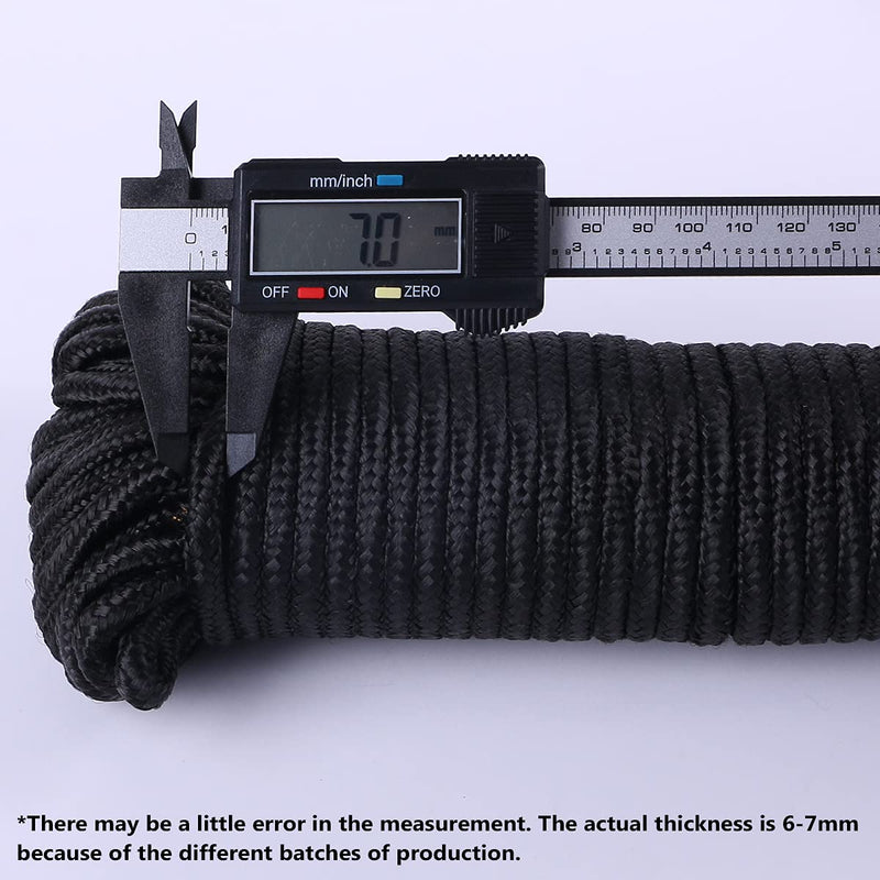 [Australia] - PerkHomy 90 ft 1/4 inch (7mm) Nylon Poly Rope Flag Pole Polypropylene Clothes Line Camping Utility Good for Tie Pull Swing Climb Knot (Black) Black 