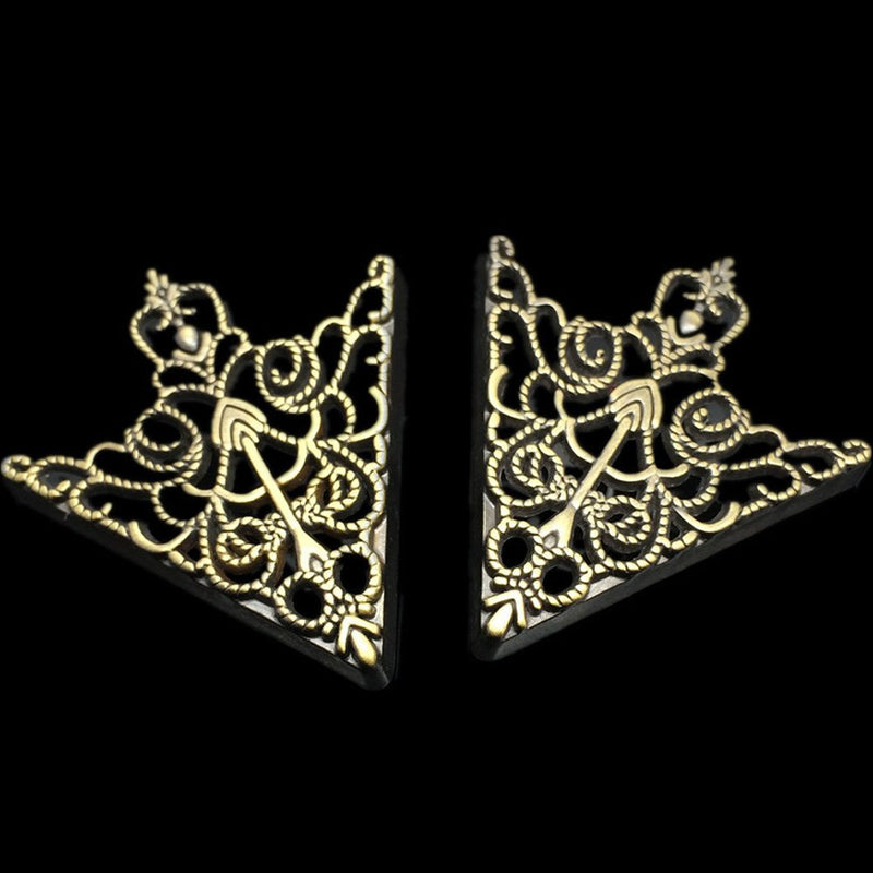 [Australia] - 2Pair Brooches Accessories Palace Retro Hollow Pattern Shirt Collar Brooch Buckle Angle Triangle 