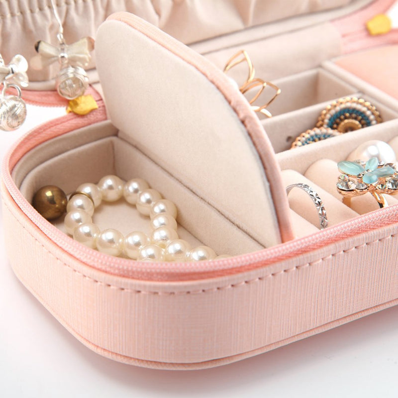 [Australia] - Vlando Faux Leather Tassels Travel Jewelry Box Organizer Display Storage Case Take-Out Handbags (Pink) Pink 