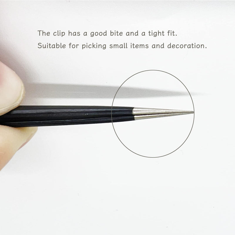 [Australia] - 2 PCS Nail Art Tweezers, Straight and Curved Tip Tweezers Rhinestone Stickers Picker Pointed Tweezers for Craft, Makeup Tools - Black 