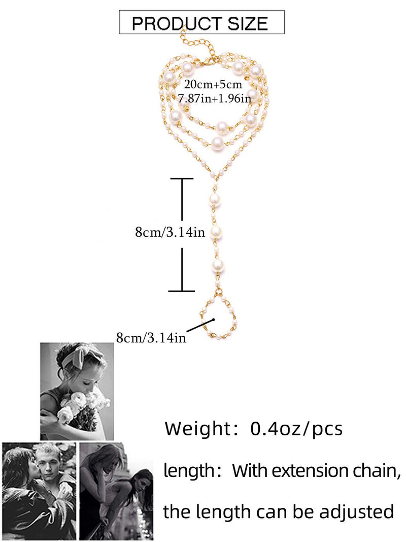 [Australia] - Genbree Pearl Barefoot Sandals Anklet Boho Layered Ankle Bracelets Toe Ring Wedding Summer Beach Foot Chain Gold for Women and Girls 1Pc 