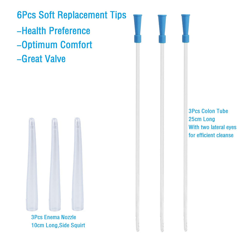 [Australia] - Clear Enema Kit 6Pcs Enema Nozzle Tips Colon Tube Replacement, Coffee Enema Bucket kit for Water Colon Cleansing Constipation Detox 6ft Silicone Tubing Hose Set Portable Irrigator Reusable BPA Free PP 