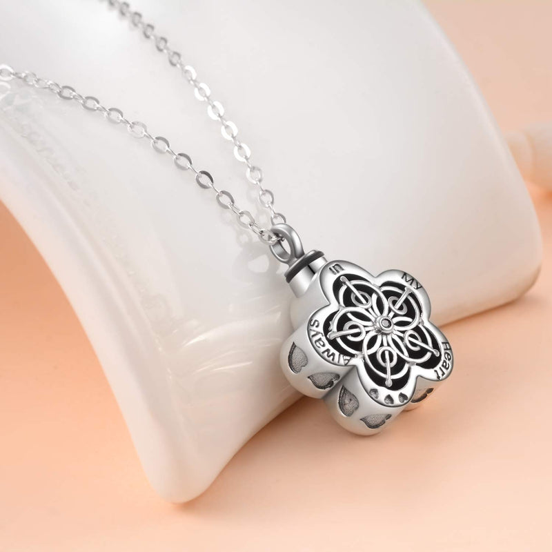 [Australia] - Urn Necklaces for Ashes Sterling Silver Flower-Shape Cremation Jewelry Always In My Heart Memorial Pendant Keepsake Gifts 