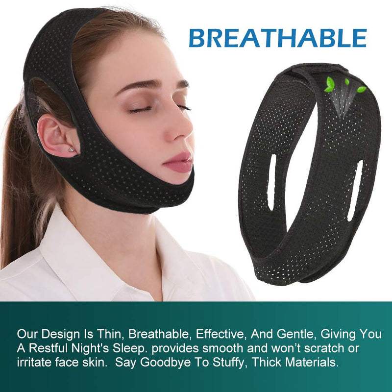 [Australia] - Snoring Chin Strap, Anti Snoring Chin Strap, Anti Snore Devices, Professional Effective Anti snoring Devices, Comfortable Adjustable Stop Snoring Chin Strap for Men, Women, Kids, Black,1pc 