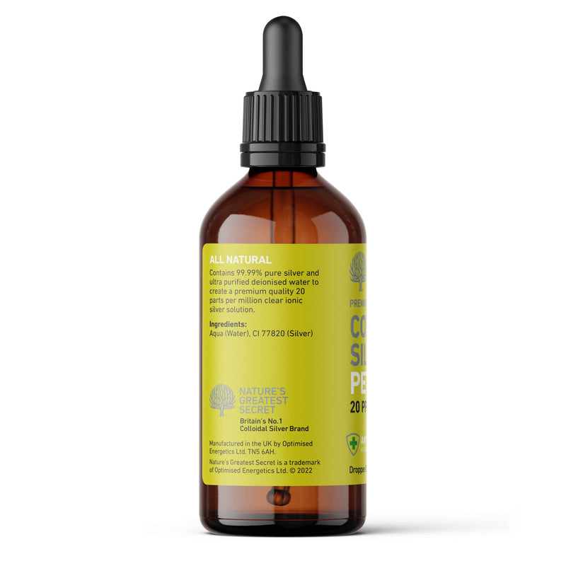 [Australia] - Nature's Greatest Secret Antibacterial Premium Quality Smallest Particle Size Crystal Clear Colloidal Silver Petcare 20ppm Dropper 100ml Natural 100 ml (Pack of 1) 