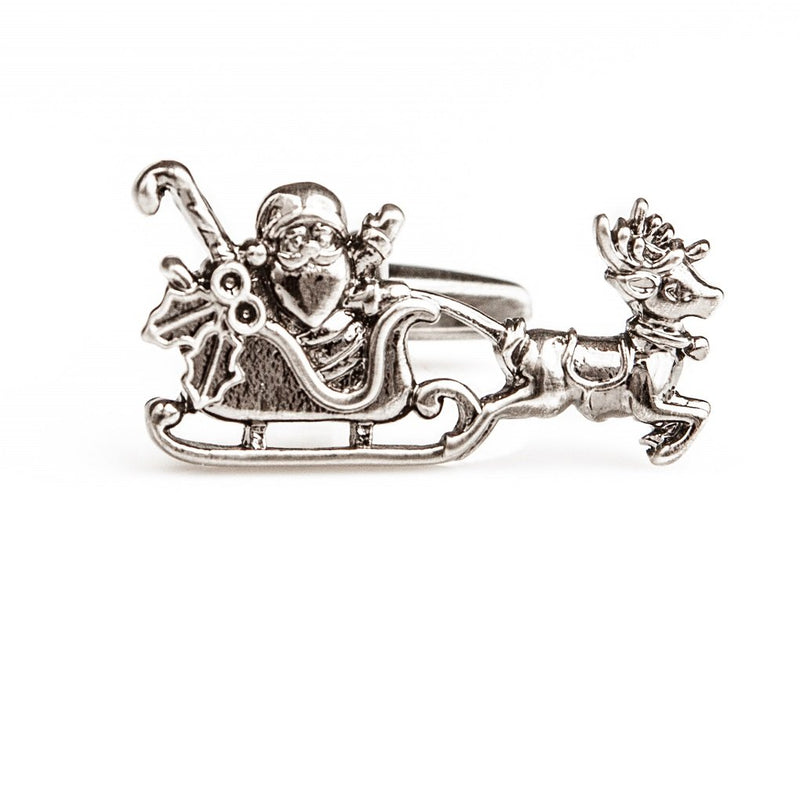 [Australia] - MRCUFF Santa Claus Christmas Reindeer Sleigh Pair Cufflinks in a Presentation Gift Box & Polishing Cloth 