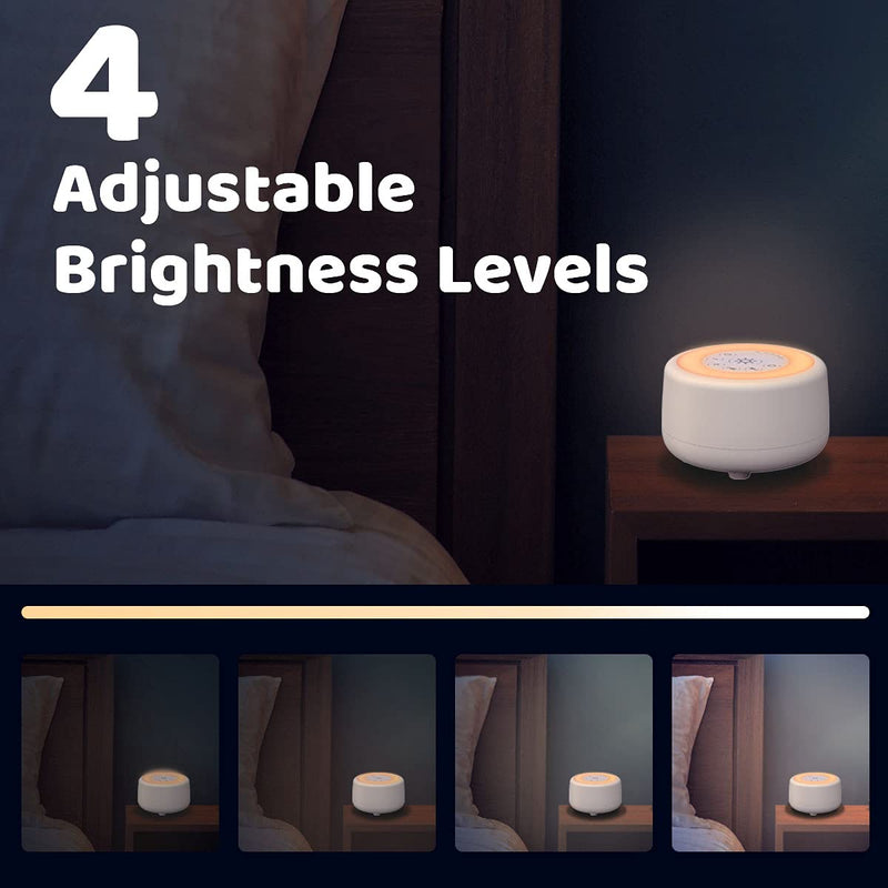 [Australia] - Sleepbox Sound White Noise Machine with 25 Soothing Sounds and 10 Colors Warm Night Light 4 Brightness Levels 32 Volume Levels 5 Timer and Memory Function for Baby Kids Adults Seniors Sleeping (White) 
