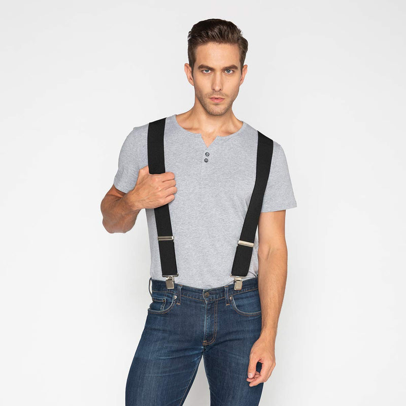 [Australia] - Suspenders for Men, with Heavy Duty Clip Wide X-Back for Work Black 