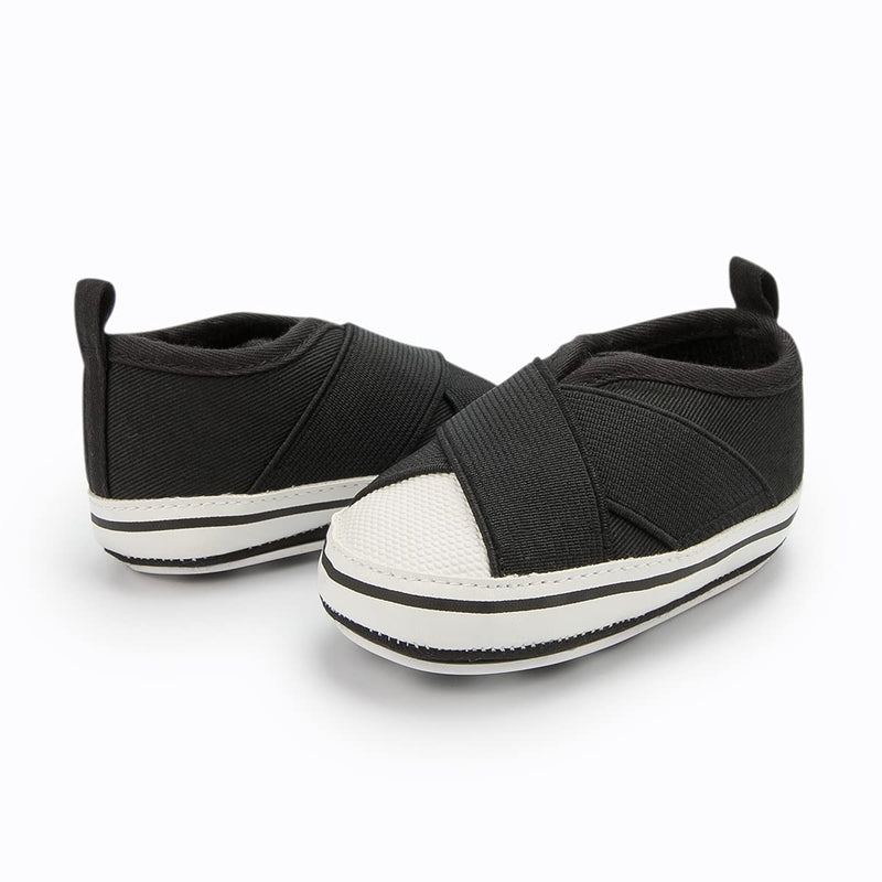 [Australia] - ohsofy Infant Baby Girls Boys Canvas Shoes Toddler Sneakers Baby Shoes Baby Walking Shoes Soft Sole High-Top Ankle First Walkers Crib Shoes 0-6 Months Infant B-black 