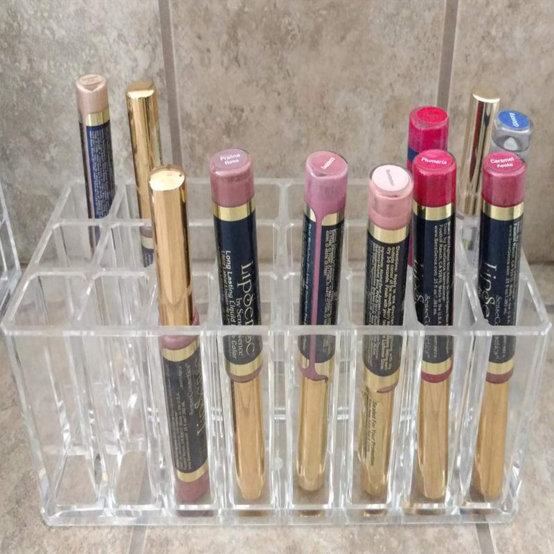 [Australia] - Acrylic Lip Gloss Holder Organizer, Lipstick Holder, 24 Slots Makeup Lip Gloss Lipstick Brushes Storage Display Case 