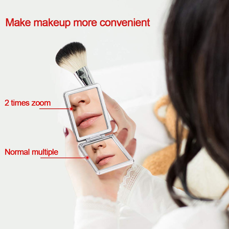 [Australia] - Retro Floral Makeup Mirror for Handbag, Folding Compact Travel Pocket Beauty Makeup Mirror Floral Square 