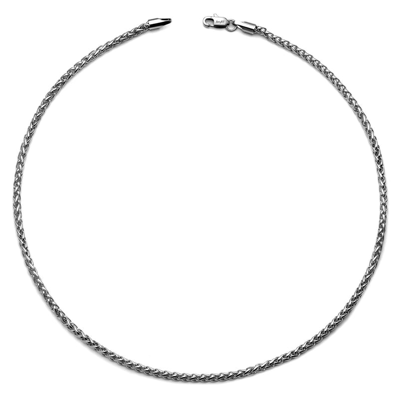 [Australia] - AmyRT Jewelry 4mm Titanium Steel Wheat Silver Chain Necklaces for Men & Women 16 to 30 Inches 16.0 Inches 