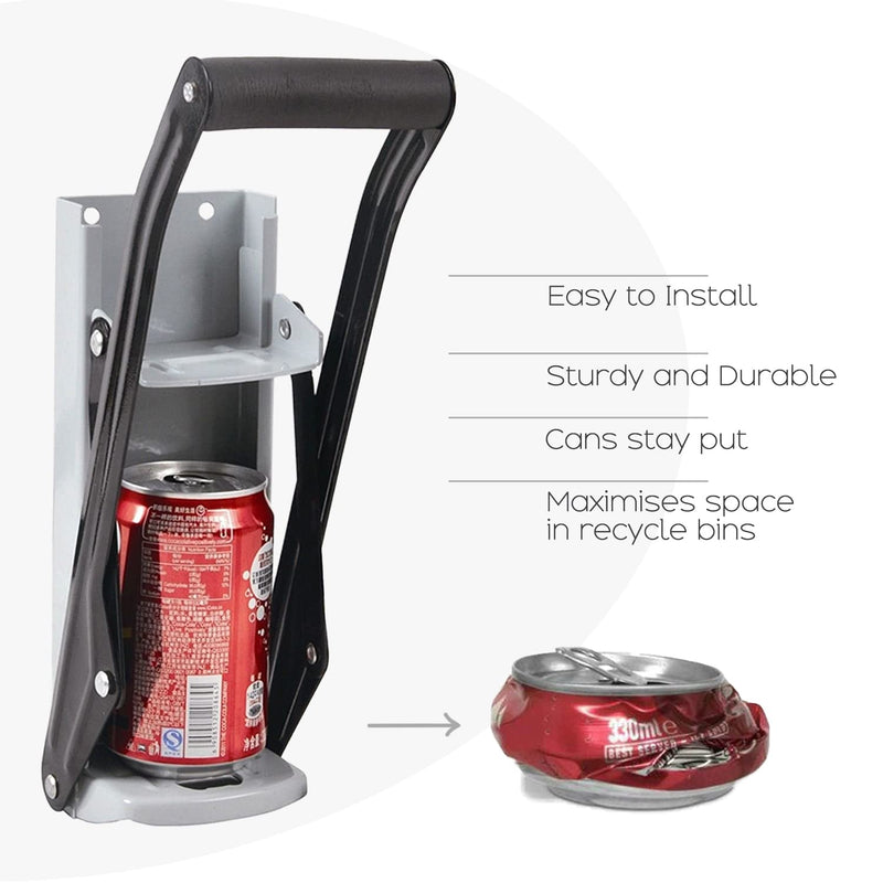 [Australia] - Straame Can Crusher for Beer 16oz/500ml, Wall Mounted Recycling Can Tool with Bottle Opener and Rubber Non-Slip Grip Handle Heavy Duty and Easy Set Up 