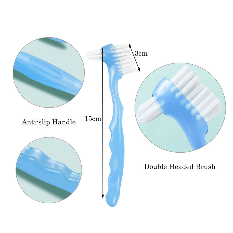 [Australia] - 4 Pcs Denture Cleaning Brush with Multi-Layered Bristles and Ergonomic Rubber Handle Portable Denture Brush Double Sided Brush for False Teeth Cleaning(4c) 4 Colors 