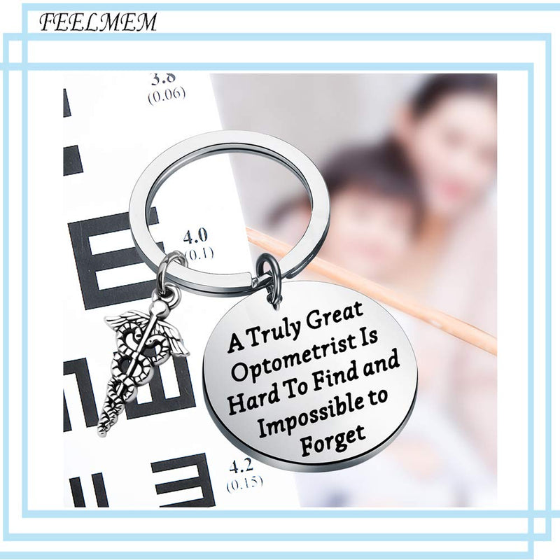 [Australia] - FEELMEM Optometrist Gift Optician Gift A Truly Great Optometrist is Hard to Find and Impossible to Forget Keychain Optometry Jewelry Gift for Optometrist Eye Doctor silver 