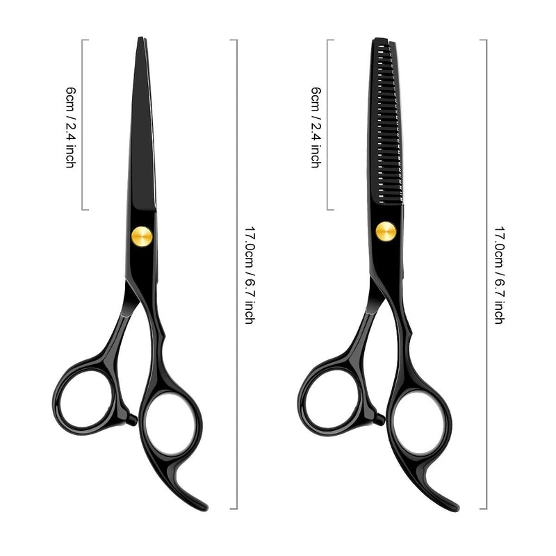 [Australia] - Professional Home Hair Cutting Kit - Quality Home Haircutting Scissors Barber/Salon/Home Thinning Shears Kit with Comb and Case for Men and Women (Black #2) 