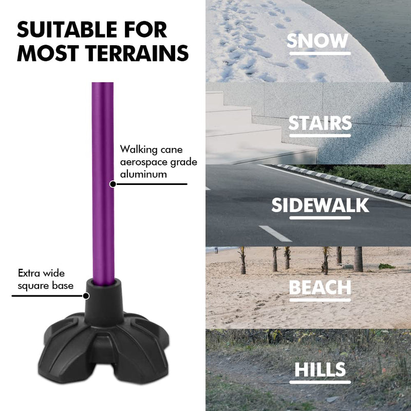 [Australia] - KingGear Adjustable Cane for Men & Women - Lightweight & Sturdy Offset Walking Stick - w/Additional Big Tip - Mobility Aid for Elderly, Seniors & Handicap… Purple 