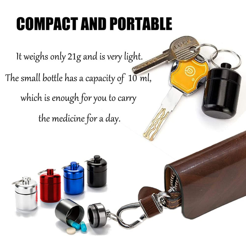 [Australia] - DFsucces 5pcs Aluminum Small Pill Boxes with Keychain Metal Pill Boxes Waterproof Pill Box Portable Pill Container for Outdoor Travel Camping 