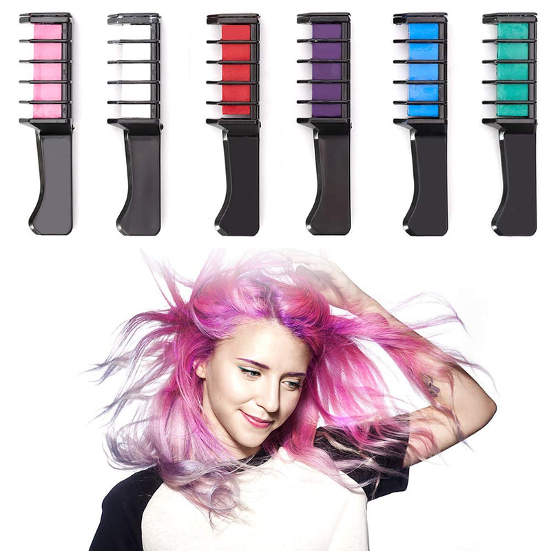 [Australia] - Qivange Hair Chalk Comb, 6 Pcs Temporary Non-Toxic Hair Coloring for Kids, Ideal Cosplay, Halloween, Carnival, Birthday Party Gifts for Girls Boys 