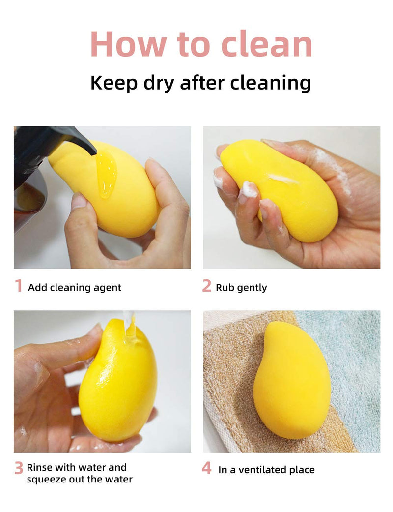 [Australia] - KZZM 6pack Makeup Sponges,Blender Beauty Tool for Liquid, Powder, Cream,Beautiful Mango Shaped Makeup Sponge 