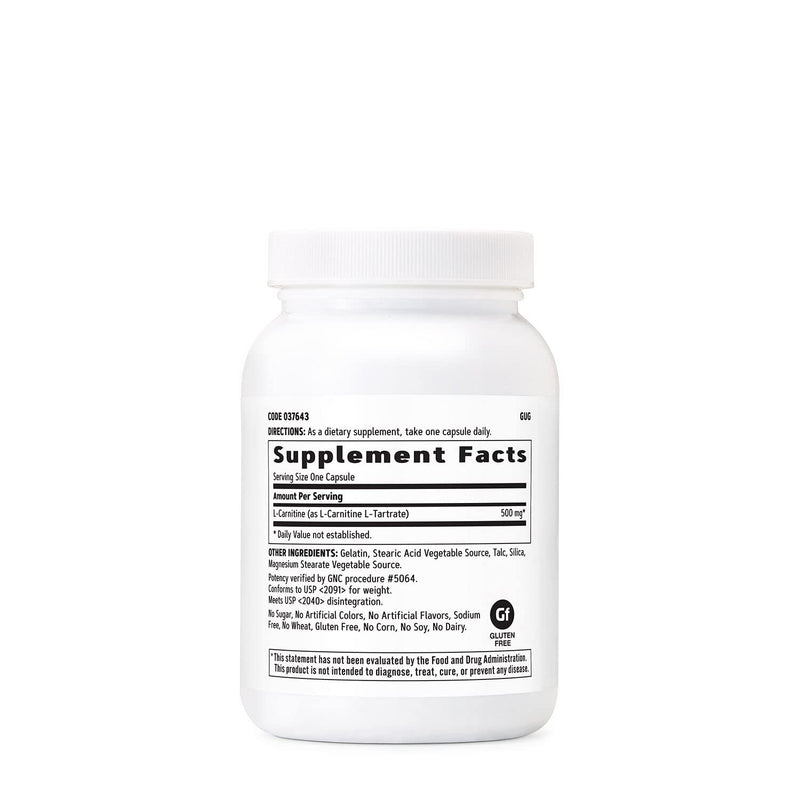 [Australia] - GNC L-Carnitine 500mg, 120 Capsules, Helps Metabolize Long-Chain Fatty Acids 