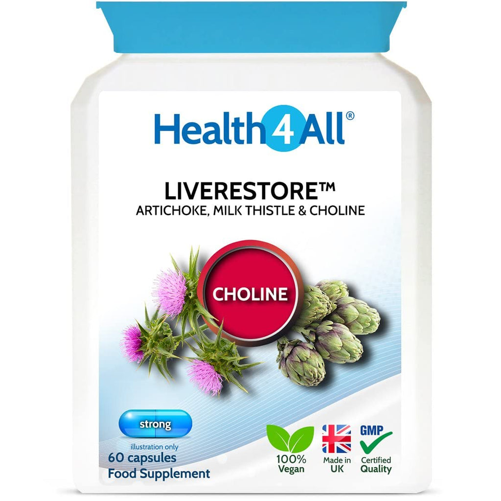 [Australia] - Liverestore Capsules with Artichoke, Milk Thistle and Choline. Vegan Capsules for Liver Health. Made in The UK by Health4All, 60 Capsules (V) 60 count (Pack of 1) 