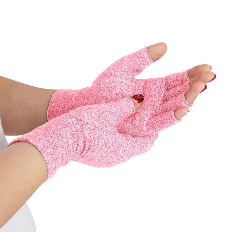 [Australia] - DISUPPO Arthritis Compression Gloves Relieve Pain from Rheumatoid, RSI,Carpal Tunnel, Hand Gloves Fingerless for Computer Typing and Dailywork, Support for Hands and Joints (M, Pink) Medium (1 pair) 