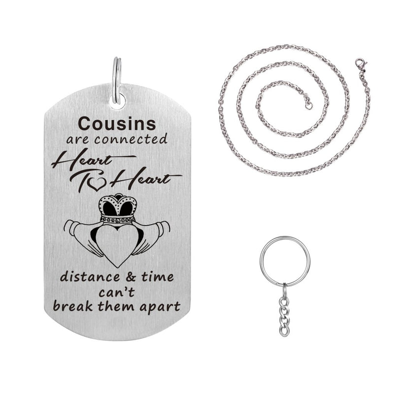 [Australia] - Freedom Love Gift Cousins are Connected Heart to Heart Personalized Pendant Necklace Charms Keychain 