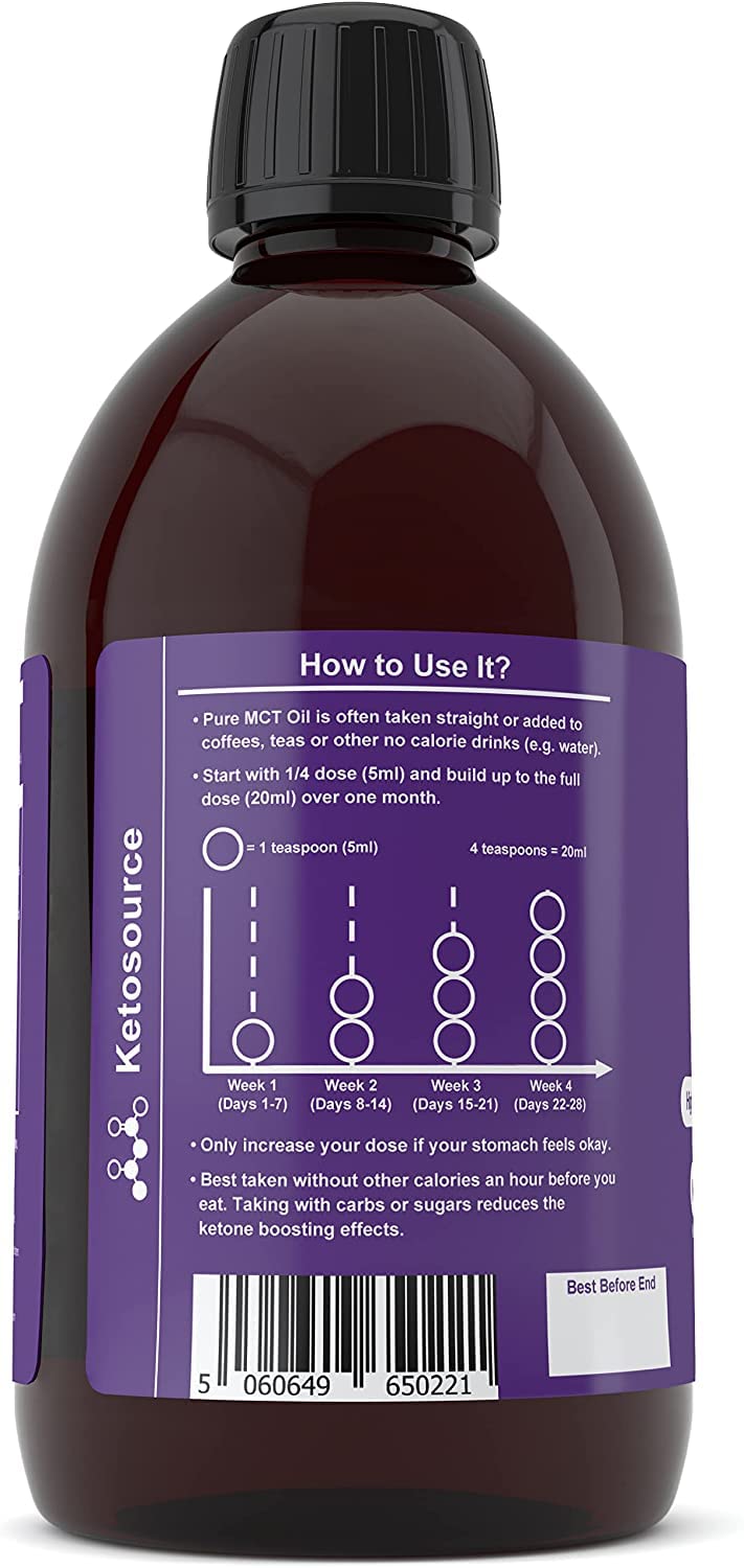[Australia] - Ketosource� Pure MCT Oil | High Purity Source of Ketone-Boosting C8 & C10 MCTs | Supports Keto Nutrition & Fasting | Vegan Safe & Gluten Free | 500ml Bottle 