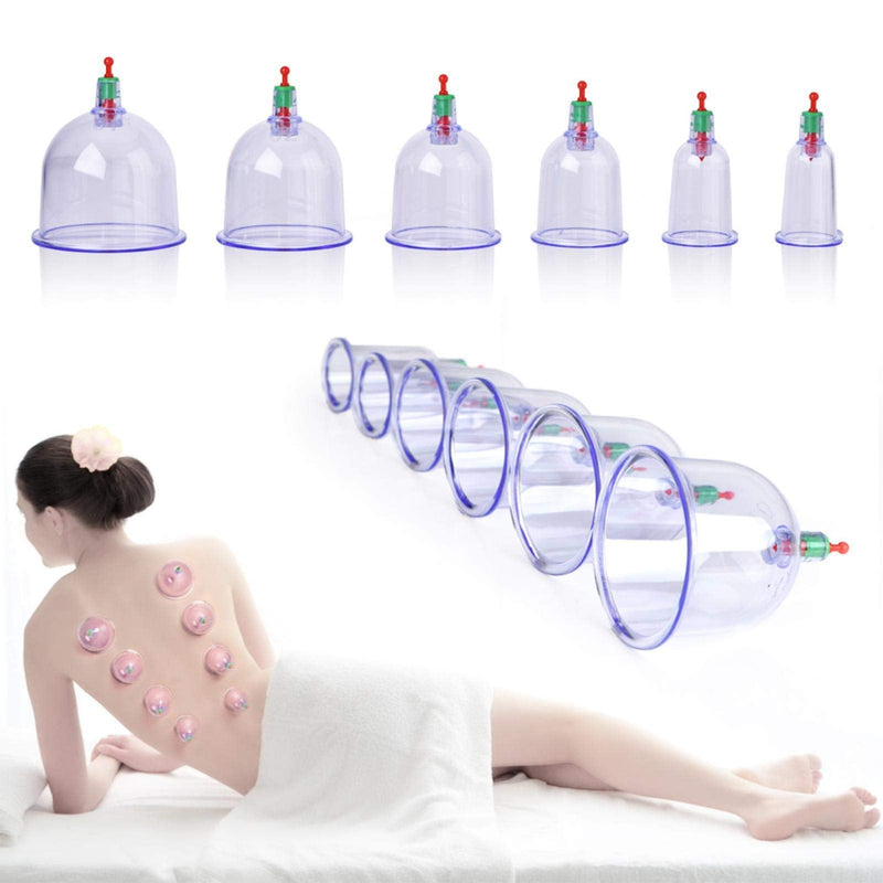 [Australia] - 12x Suction Cups Cupping Therapy Set, Medical Cupping Chinese Cupping Physiotherapy Set with Vacuum Pump and Valve for Back Pain Cellulite Face Slimming Belly 