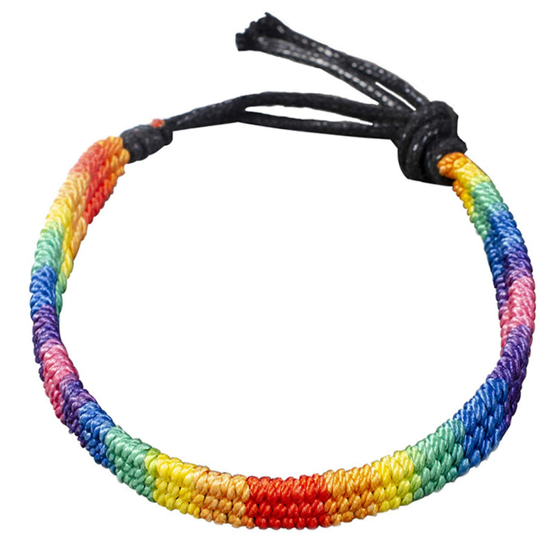 [Australia] - Nanafast Rainbow LGBT Pride Bracelet Handmade Braided Friendship String Bracelet for Gay & Lesbian Adjustable Size Black String (1 Pc) 