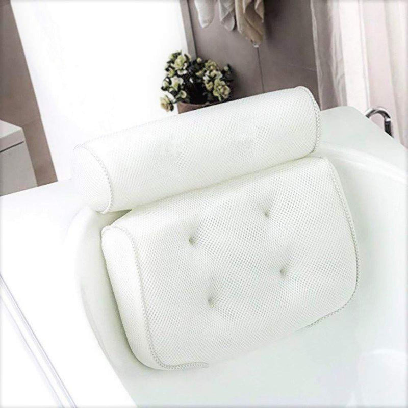 [Australia] - Bath Pillow Bathtub Pillow with Upgraded Non-slip Suction Cups, Extra Thick Spa Bathtub Cushion for Head, Neck, Back and Shoulder Support, Fits Jacuzzi & Hot Tubs (White) White 