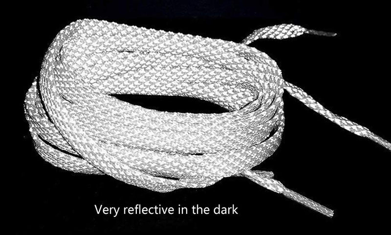 [Australia] - Xiazw Reflective Flat Shoe Laces for Sneakers，Boots，Running Shoes，Casual Shoes (2 Pair Pack) White 35.4''(90cm) 