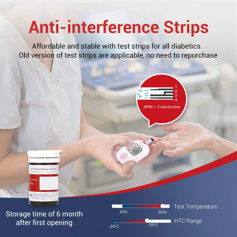 [Australia] - sinocare Diabete Blood Glucose Test Strips x 100 & Diabetes Lancets x 100, Safe AQ Test Strips, Blood Sugar Test Strips with Lancets 100 for Safe AQ Smart/Voice Only Aq Test Strips X 100 