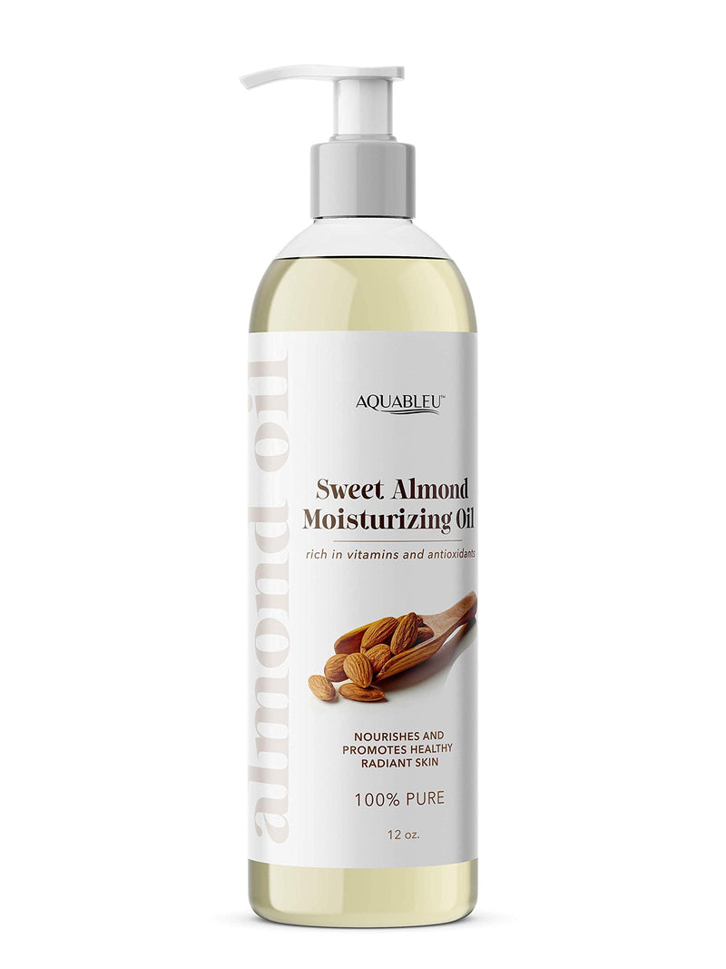 [Australia] - Aquableu’s Sweet Almond Moisturising Oil – All Natural Ingredients – Deeply Moisturising and Cleansing, For Dry, Irritated Skin – Fast Absorbing – For Body and Face -Unscented – 12oz 