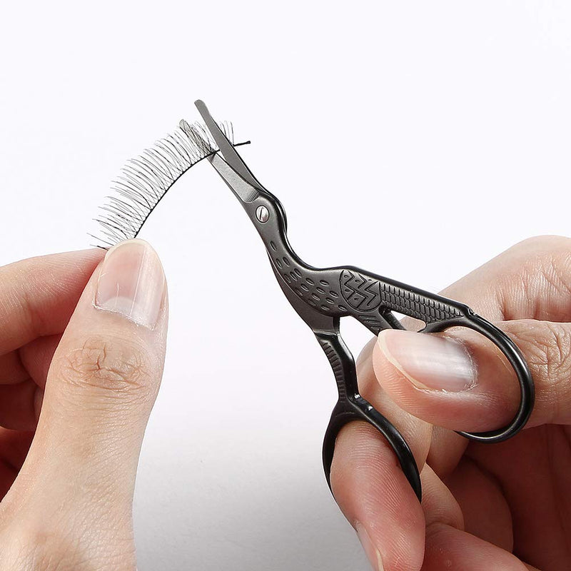 [Australia] - LIVINGO Rounded Tip Vintage Stork Scissors, Professional Stainless Steel with Black Titanium Coated, Cuticle Pedicure Beauty Grooming Retro Scissors for Eyebrow, Facial Hair, Dry Skin, Nose Hair 9cm 