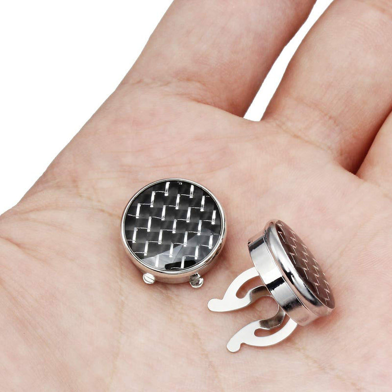 [Australia] - HAWSON Button Cover Cufflinks Finished in Round Carbon Fiber for Men's Normal Shirt black and silver 