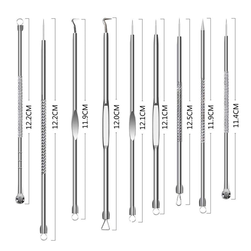 [Australia] - 9 in 1 Blackhead Remover Comedone Extractor Kit, Pimple Popper Tool Kit Pore Extractor Blackhead Extraction Acne Removal Kit for Blemish, Acne Needles Kit for Nose Face with PU Bag 