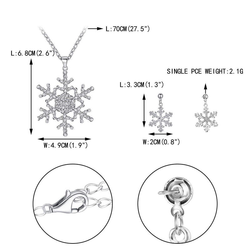 [Australia] - EVER FAITH Austrian Crystal Snowflake Necklace Earrings Set Clear Silver-Tone 