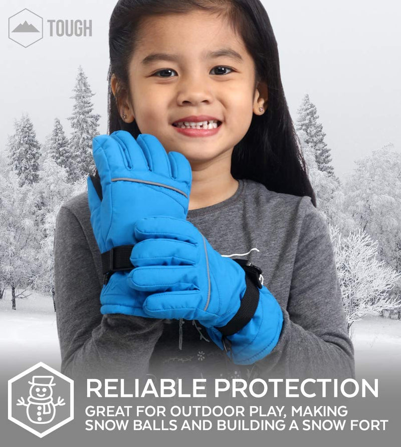 [Australia] - Kids Winter Gloves - Snow & Ski Waterproof Thermal Insulated Gloves for Boys Girls Toddler Children & Youth for Cold Weather Blue X-Small: 3-4 years old 