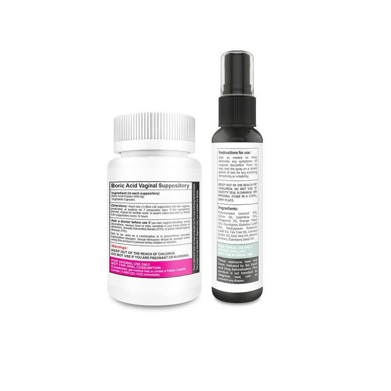 [Australia] - NutraBlast Boric Acid Vaginal Suppositories 600mg (30 Count) w/ Intimist Essential Oils Blend Spray (2 fl oz) 
