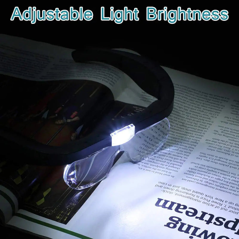 [Australia] - Headband Magnifier, Rechargeable Magnifying Glass with Light for Close Work Hands Free Interchangeable Magnification Lenses 1.5X 2.5X 3.5X 5X for Jewelry, Crafts, Cross Stitch Black 