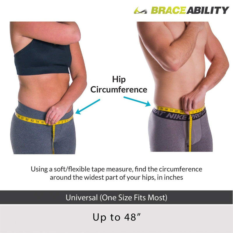 [Australia] - BraceAbility Trochanter Belt | Hip Support Pelvic Brace for Lumbar Sacral SI Joint Pain & Compression Band for Pregnancy (One Size - Fits Hips up to 48") 