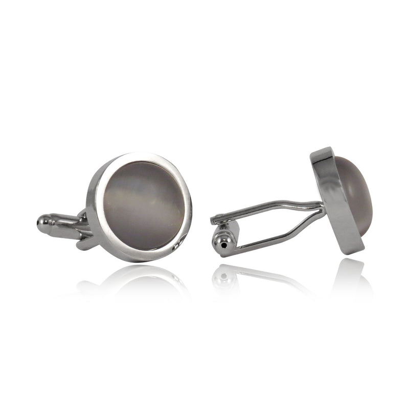 [Australia] - Cuff-Daddy Silver Catseye Cufflinks Framed Silver with Presentation Box 